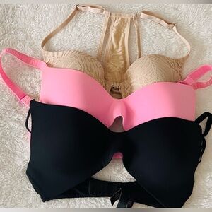 Bra Bundle Victoria's Secret Lace and Smooth Bra Set - Black, Pink, Nude